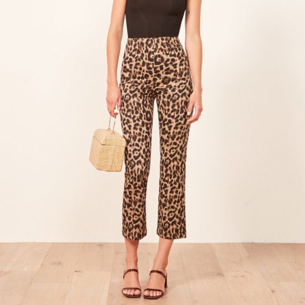 Reformation Marlon high rise leopard print pants